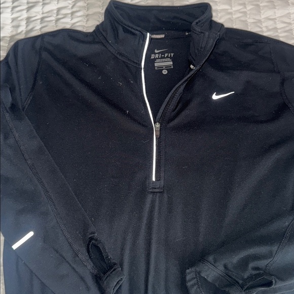 Nike Tops - Nike Black Quarter-Zip Pullover with White Accents